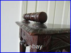 Victorian English Gothic Hall Window Bench Hand Carved