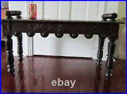 Victorian English Gothic Hall Window Bench Hand Carved