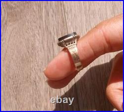 Victorian Era 10k Rose Gold Hand Carved Black Onyx Intaglio Ring