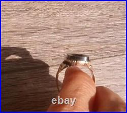Victorian Era 10k Rose Gold Hand Carved Black Onyx Intaglio Ring