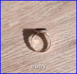 Victorian Era 10k Rose Gold Hand Carved Black Onyx Intaglio Ring