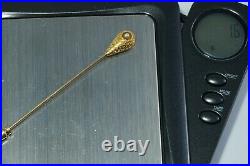 Victorian Era 14K Gold & Pearl Seed HAND-CHASED Hat Pin, Enos Richardson & Co