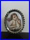 Victorian Fab Rare Large Hand Painted Porcelain Raphael's Cherub Brooch