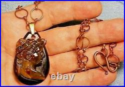 Victorian Faux Tortoiseshell Cameo1880 Hand Carved 1.5 Cameo Exquisite Necklace