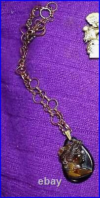 Victorian Faux Tortoiseshell Cameo1880 Hand Carved 1.5 Cameo Exquisite Necklace