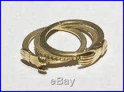 Victorian Fede Gimmel 14k 14Ct Yellow Gold Wedding Clasped hands betrothal Ring