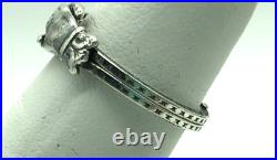 Victorian Fede Gimmel Clasped Hands Ring Sterling Silver Engraved S 5.2 Antique