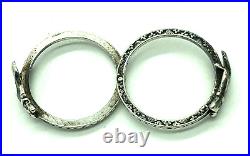 Victorian Fede Gimmel Clasped Hands Ring Sterling Silver Engraved S 5.2 Antique