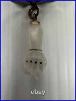 Victorian Figa Pendant Fob, Gold Fill Cap + Bale, Hand holding Rod, Closed Fist