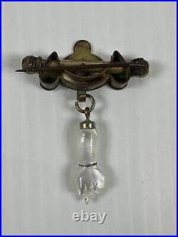 Victorian Figa Pendant Fob, Gold Fill Cap + Bale, Hand holding Rod, Closed Fist