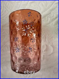 Victorian Floral Glass Tumblers Hand Painted Antique Lot of 6