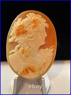 Victorian GORGEOUS Hand Carved 3 Color Shell Cameo