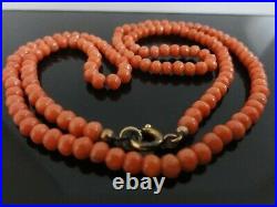 Victorian Genuine Salmon Red Hand Carved Quality Coral Necklace