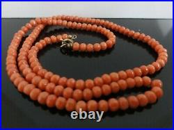 Victorian Genuine Salmon Red Hand Carved Quality Coral Necklace