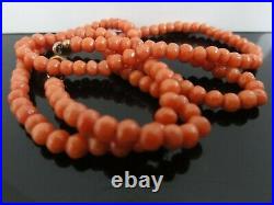 Victorian Genuine Salmon Red Hand Carved Quality Coral Necklace