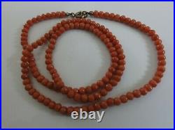 Victorian Genuine Salmon Red Hand Carved Quality Coral Necklace
