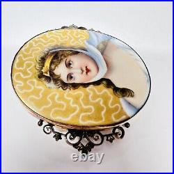 Victorian Gold Filled Hand Painted Porcelain Brooch Queen Louise Of Prussia