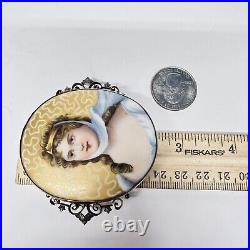 Victorian Gold Filled Hand Painted Porcelain Brooch Queen Louise Of Prussia