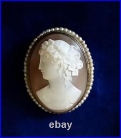 Victorian Gold Landscape Brooch Hand Painted Black Home Country Scene Antique