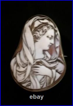 Victorian Gold Landscape Brooch Hand Painted Black Home Country Scene Antique