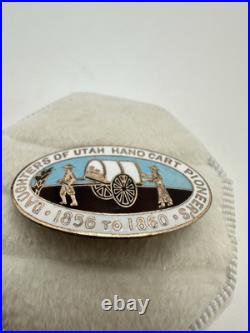 Victorian Gold Unsigned Daughters Utah Hand Cart Pioneers Brooch Pin RARE Read