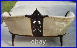 Victorian Hand Carved Antique Couch / Sofa Settee Needs To Be Reupholstered