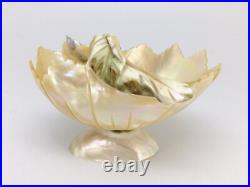 Victorian Hand Carved Conch Shell Basket Bowl Dish Mother of Pearl Antique