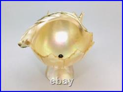 Victorian Hand Carved Conch Shell Basket Bowl Dish Mother of Pearl Antique