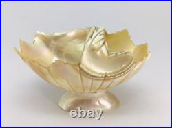 Victorian Hand Carved Conch Shell Basket Bowl Dish Mother of Pearl Antique