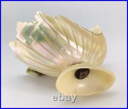 Victorian Hand Carved Conch Shell Basket Bowl Dish Mother of Pearl Antique
