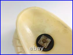 Victorian Hand Carved Conch Shell Basket Bowl Dish Mother of Pearl Antique