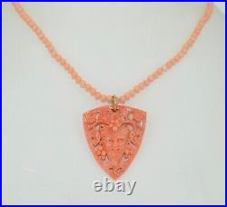 Victorian Hand Carved Coral Bacchus Necklace