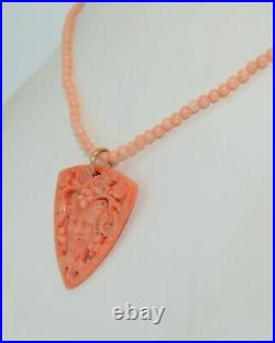 Victorian Hand Carved Coral Bacchus Necklace