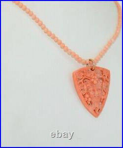 Victorian Hand Carved Coral Bacchus Necklace