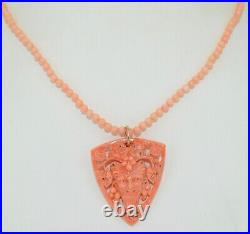 Victorian Hand Carved Coral Bacchus Necklace