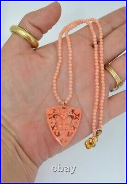 Victorian Hand Carved Coral Bacchus Necklace