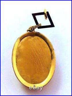 Victorian Hand-Carved Pendant in 14K Gold with Enamel, 1800's
