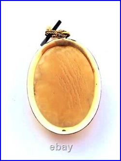 Victorian Hand-Carved Pendant in 14K Gold with Enamel, 1800's, Vintage Jewelry
