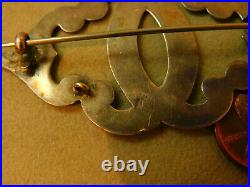 Victorian Hand Chased Engraved Beautiful Interlocking Silver Brooch Pin 4a 81