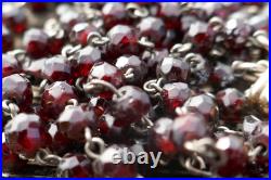 Victorian Hand Faceted Natural Garnet Double Strand Necklace with14K Gold Clasp