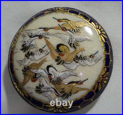 Victorian Hand Painted Black & Gold Bird Brooch Set In Sterling 2 Circle
