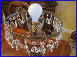 Victorian Hand Painted Globe Crystal Lamp With Amber & Cherubs On Base