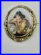 Victorian Hand Painted Green Hat Vagabond Boy Portrait on Porcelain Brooch