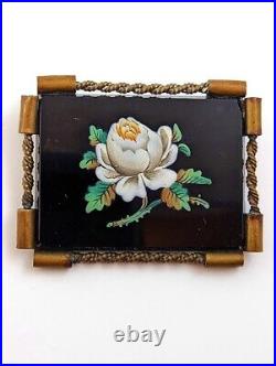 Victorian Hand-Painted Pin in Brass, 1910's