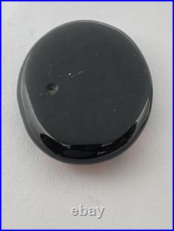 Victorian Hand Painted Porcelain Adorable Portrait on Glass on Whitby Jet Back