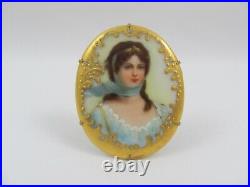 Victorian Hand-Painted Porcelain Brooch