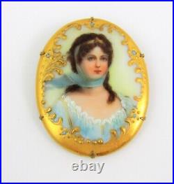 Victorian Hand-Painted Porcelain Brooch