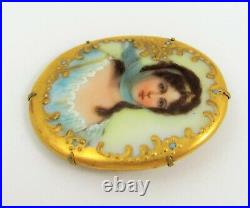 Victorian Hand-Painted Porcelain Brooch