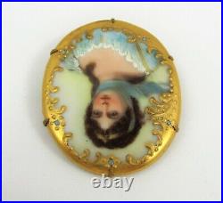 Victorian Hand-Painted Porcelain Brooch