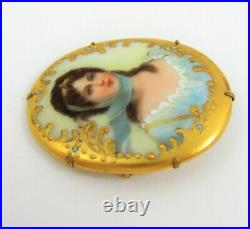 Victorian Hand-Painted Porcelain Brooch